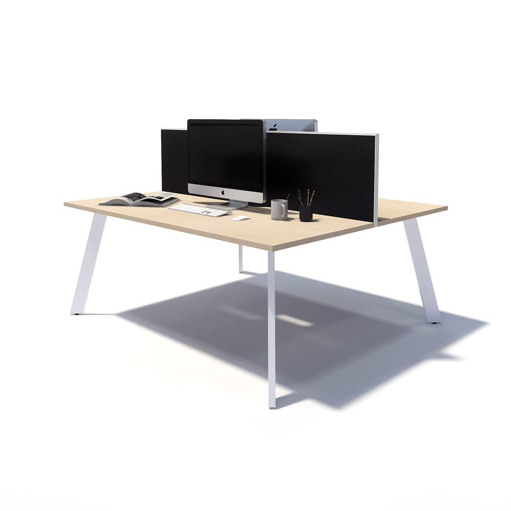 Gen X 2 Person Back to Back White Frame Workstation