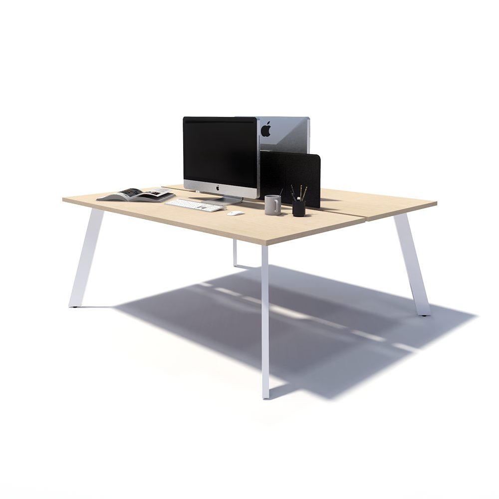 Gen X 2 Person Back to Back White Frame Workstation