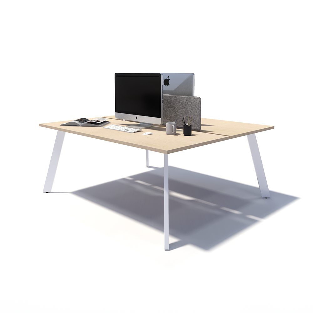 Gen X 2 Person Back to Back White Frame Workstation