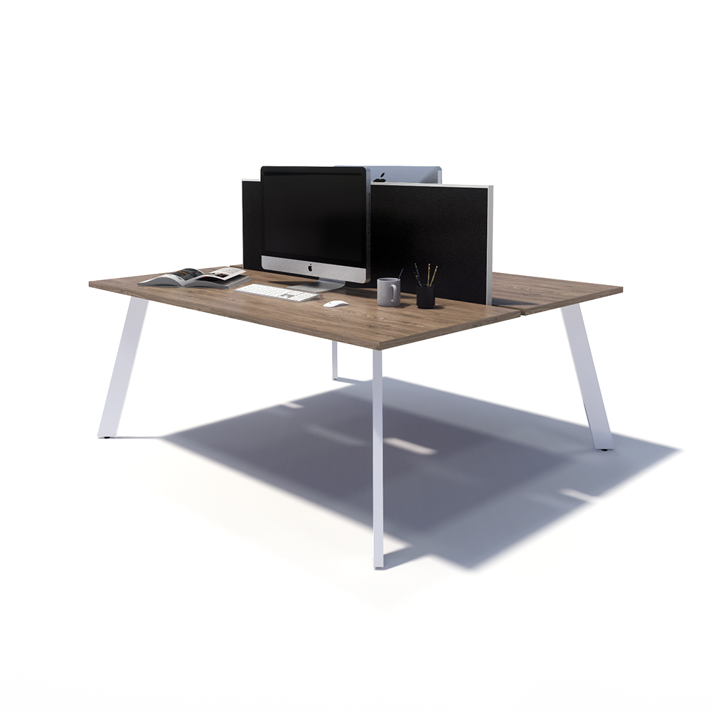 Gen X 2 Person Back to Back White Frame Workstation