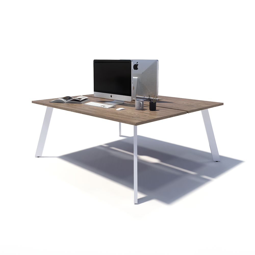 Gen X 2 Person Back to Back White Frame Workstation