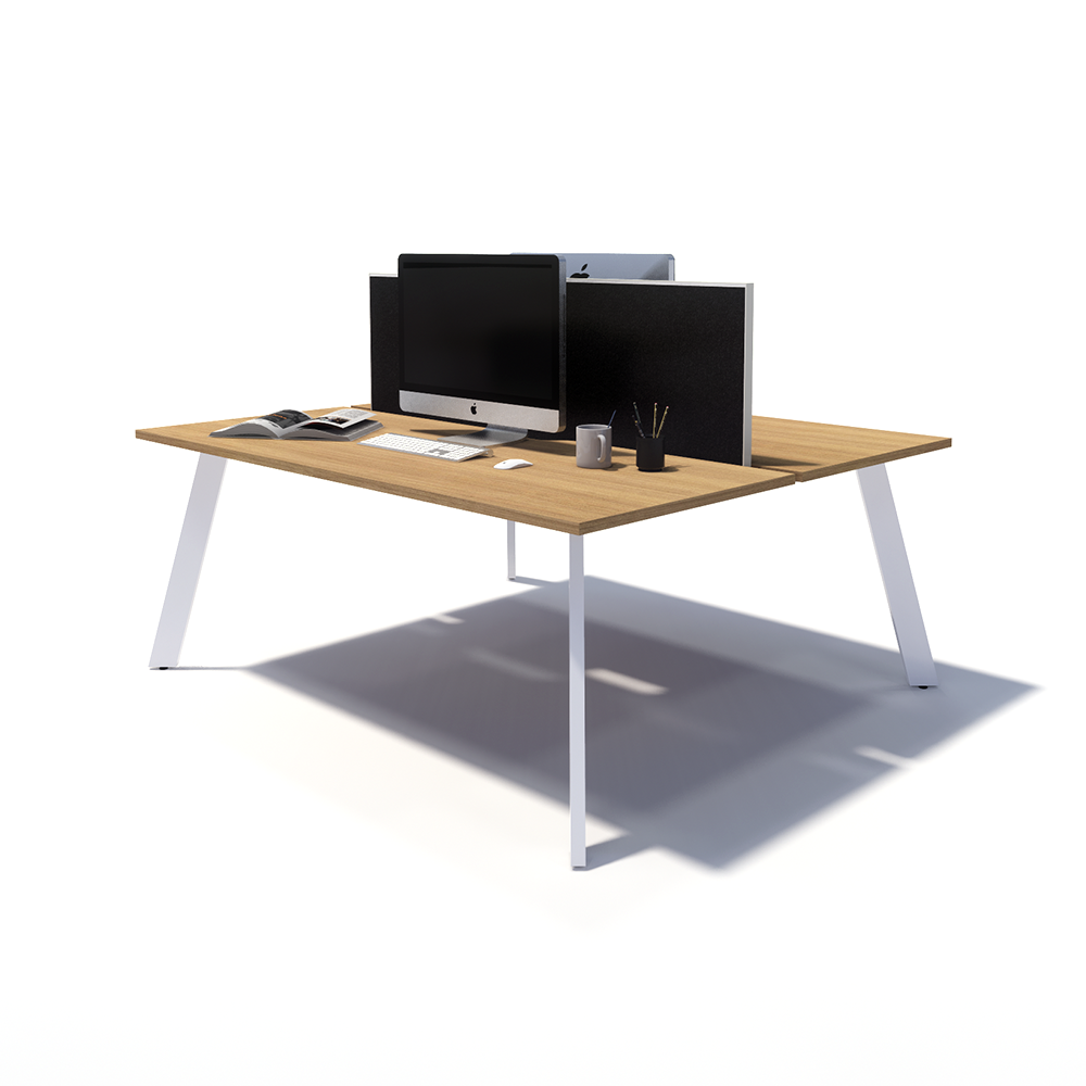 Gen X 2 Person Back to Back White Frame Workstation