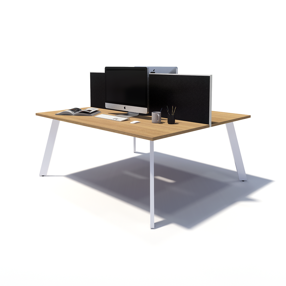 Gen X 2 Person Back to Back White Frame Workstation