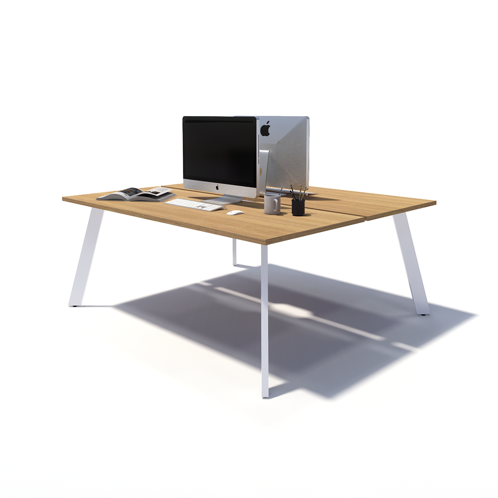 Gen X 2 Person Back to Back White Frame Workstation