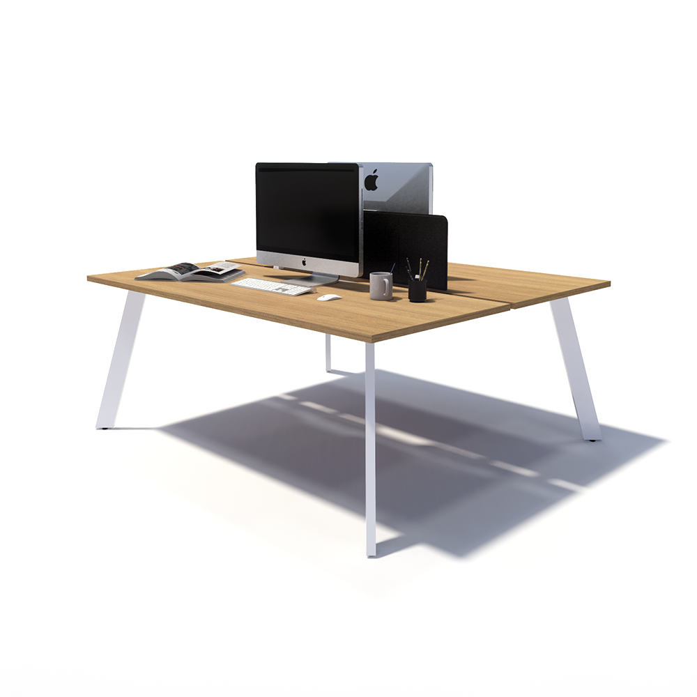 Gen X 2 Person Back to Back White Frame Workstation