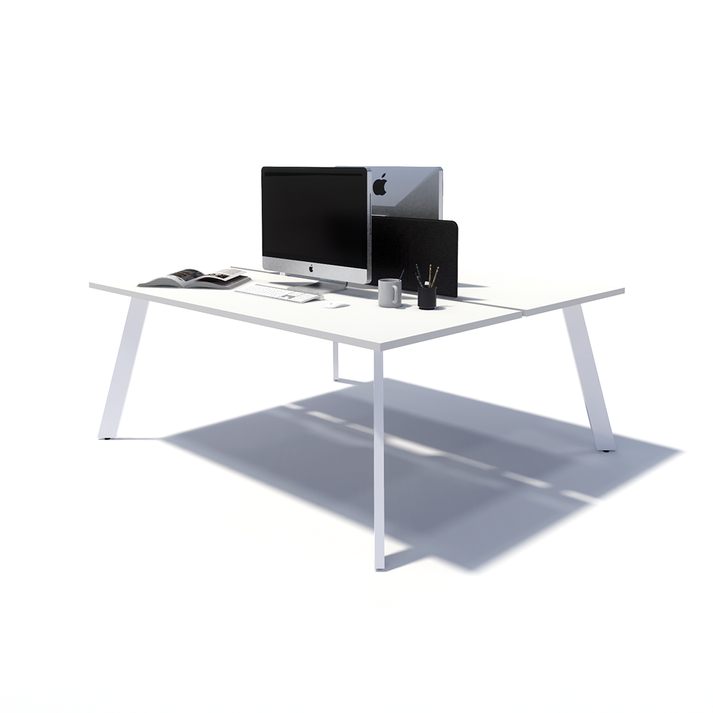 Gen X 2 Person Back to Back White Frame Workstation