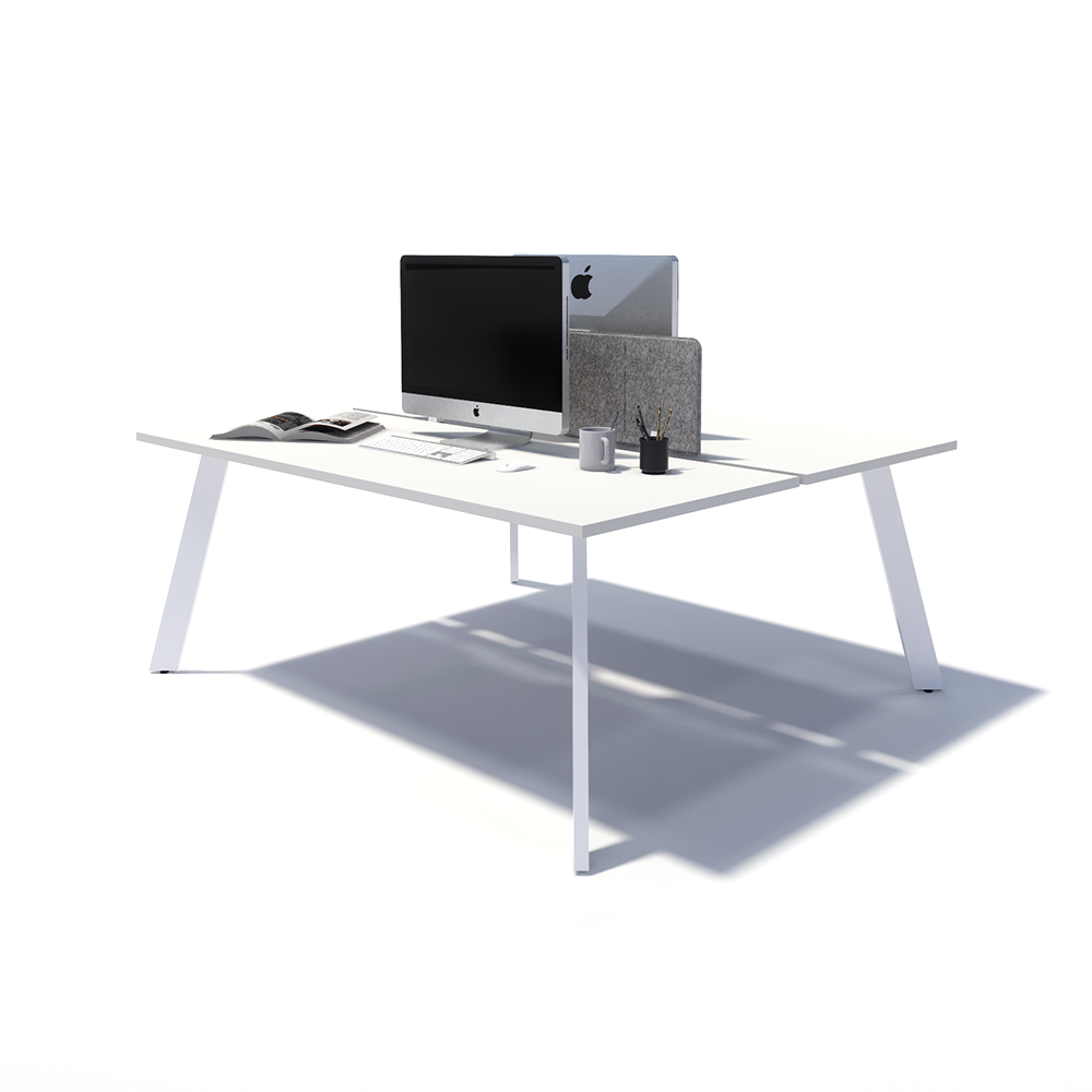 Gen X 2 Person Back to Back White Frame Workstation