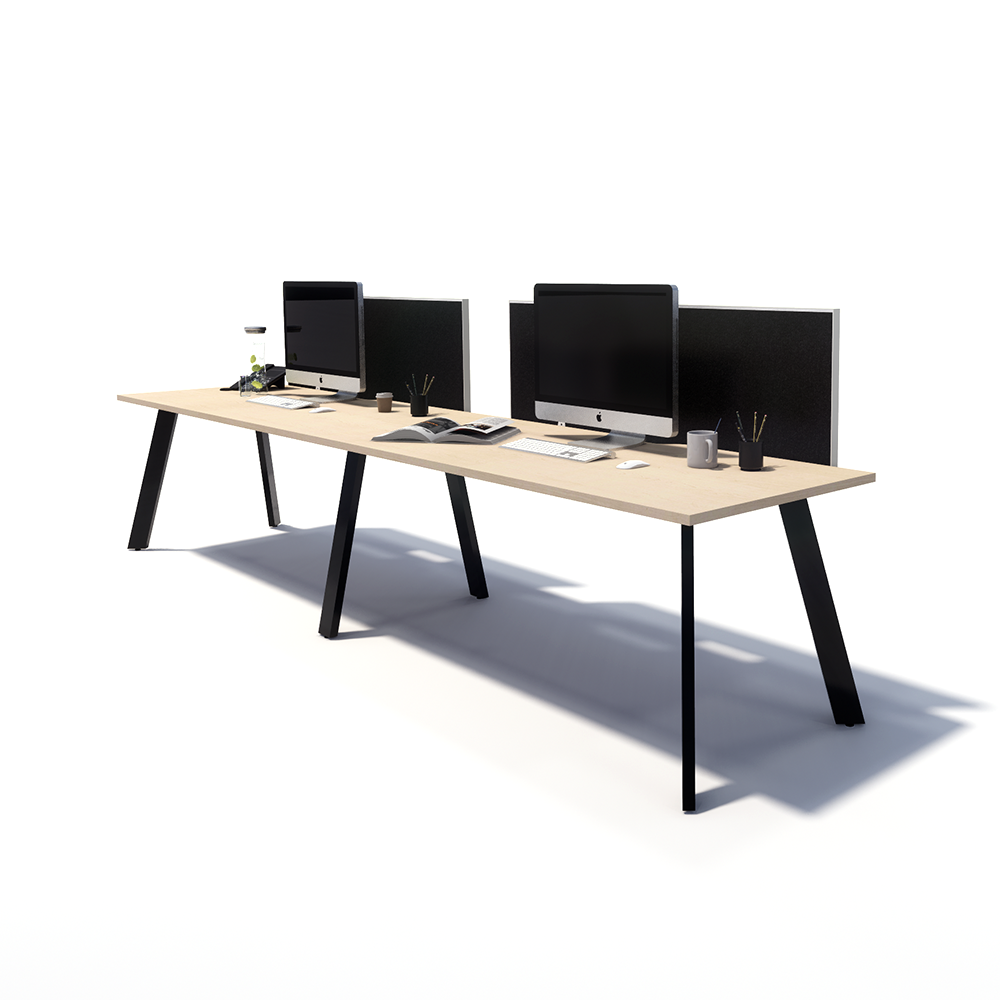 Gen X 2 Person Side by Side Black Frame Office Workstation