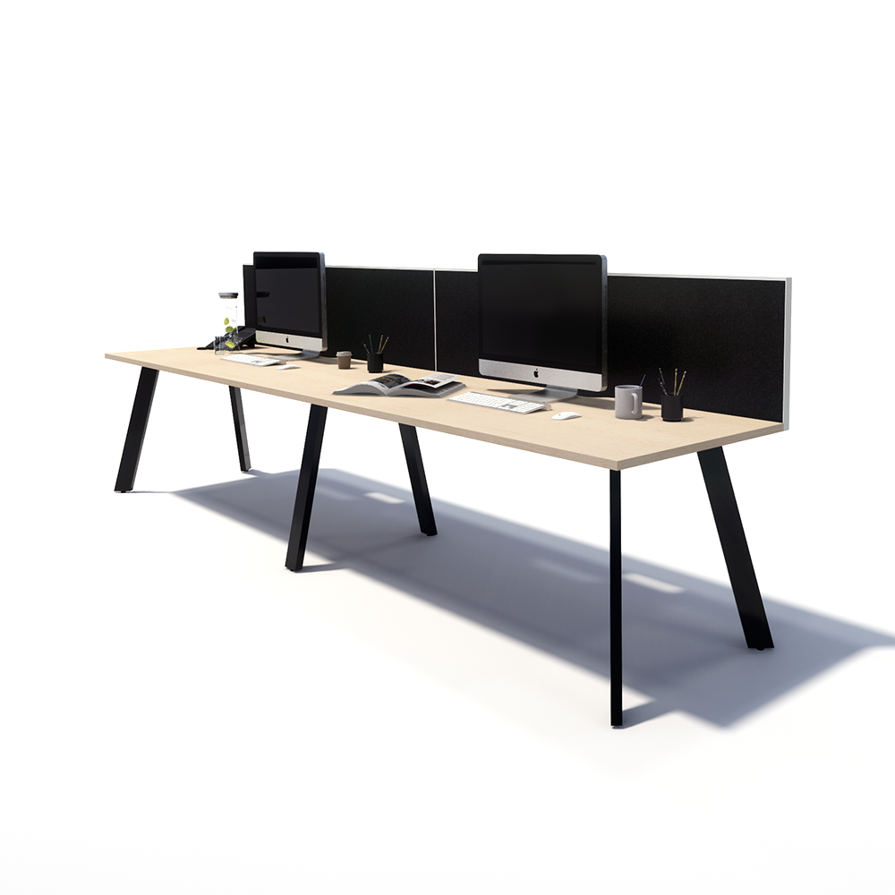 Gen X 2 Person Side by Side Black Frame Office Workstation