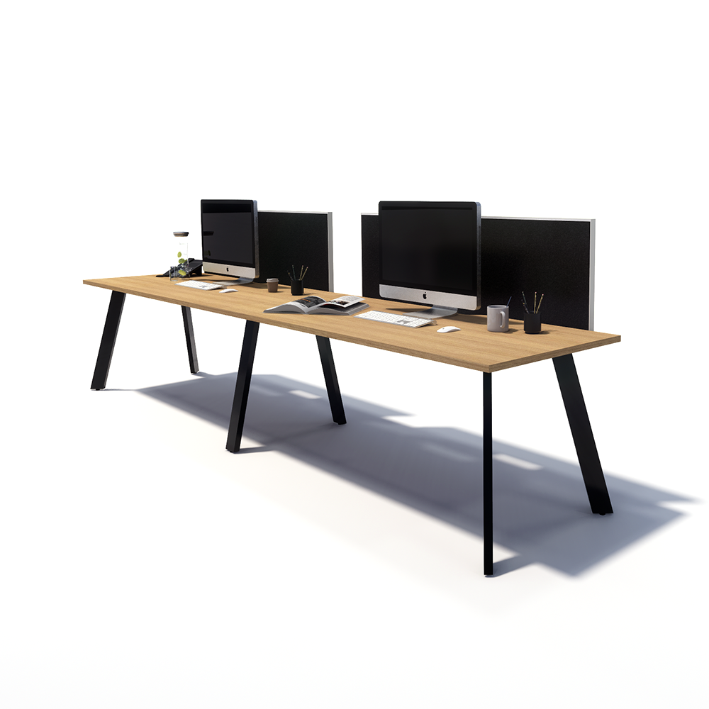 Gen X 2 Person Side by Side Black Frame Office Workstation