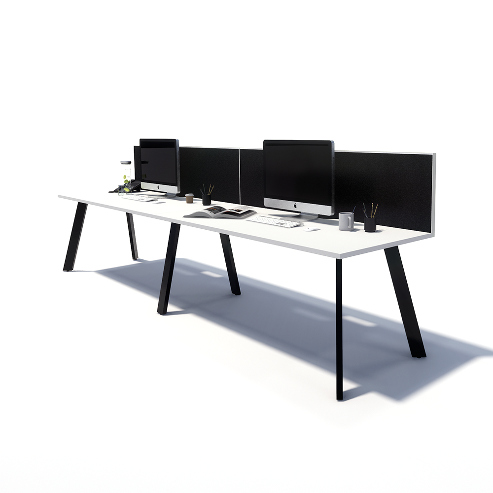 Gen X 2 Person Side by Side Black Frame Office Workstation