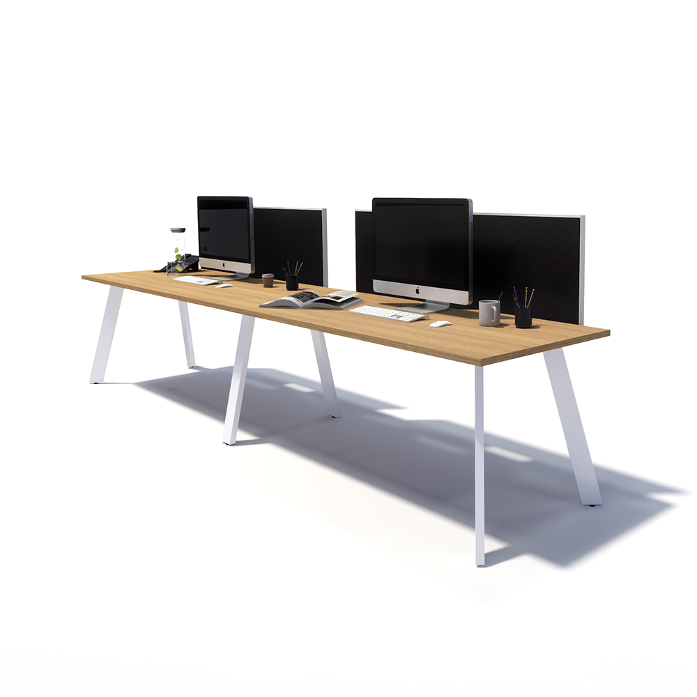 Gen X 2 Person Side by Side White Frame Workstation