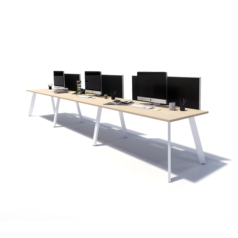 Gen X 3 Person Side by Side White Frame Workstation