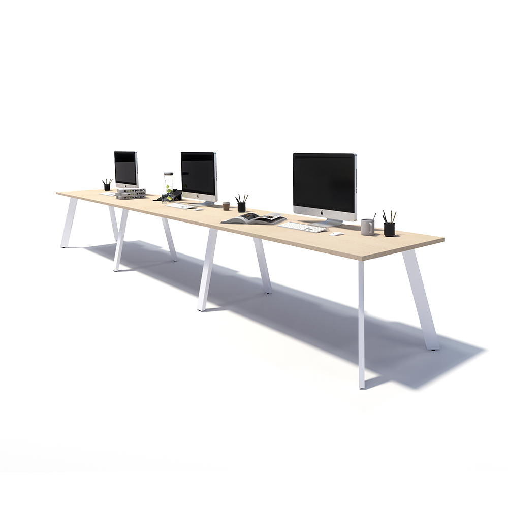 Gen X 3 Person Side by Side White Frame Workstation
