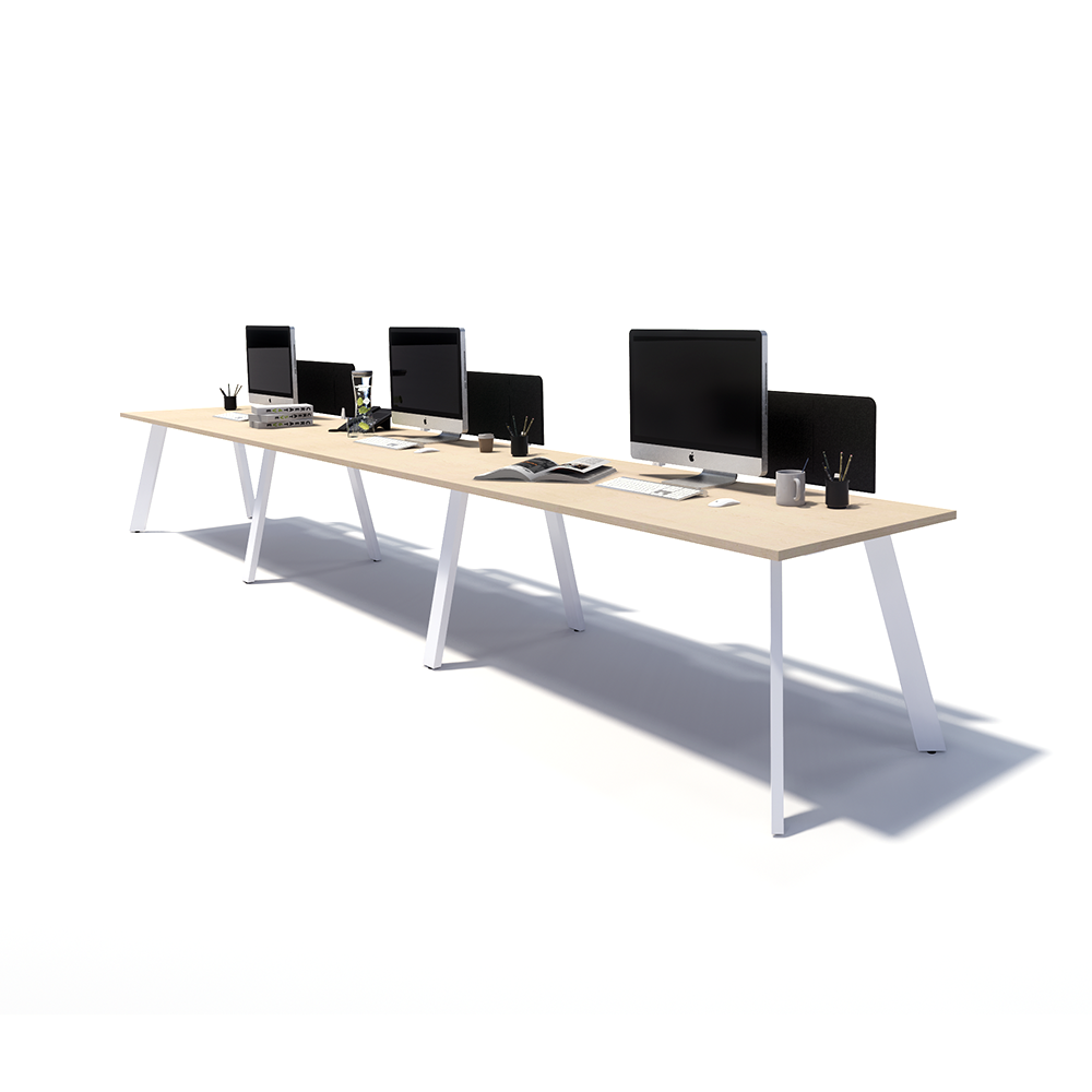 Gen X 3 Person Side by Side White Frame Workstation