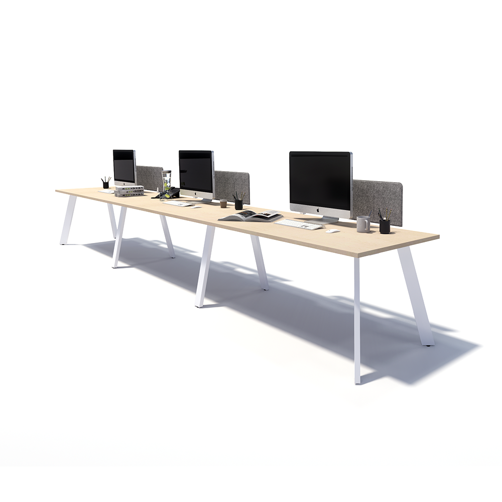 Gen X 3 Person Side by Side White Frame Workstation