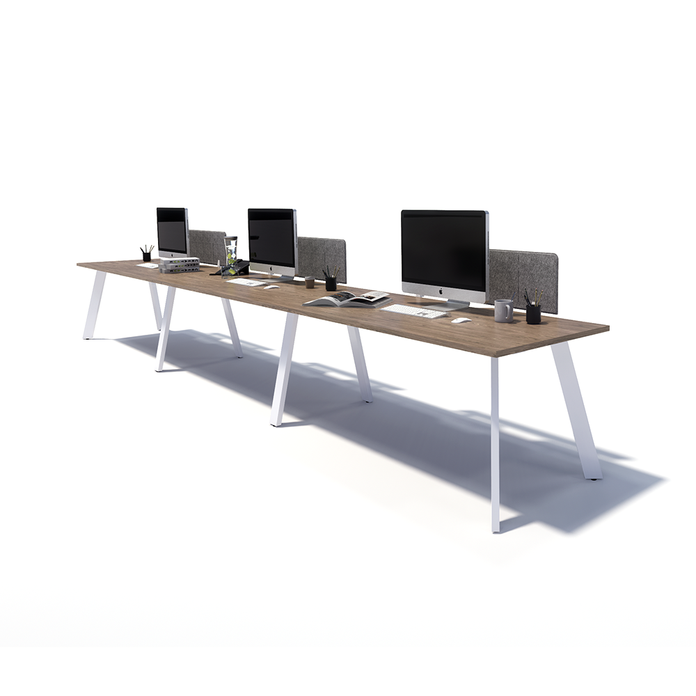 Gen X 3 Person Side by Side White Frame Workstation