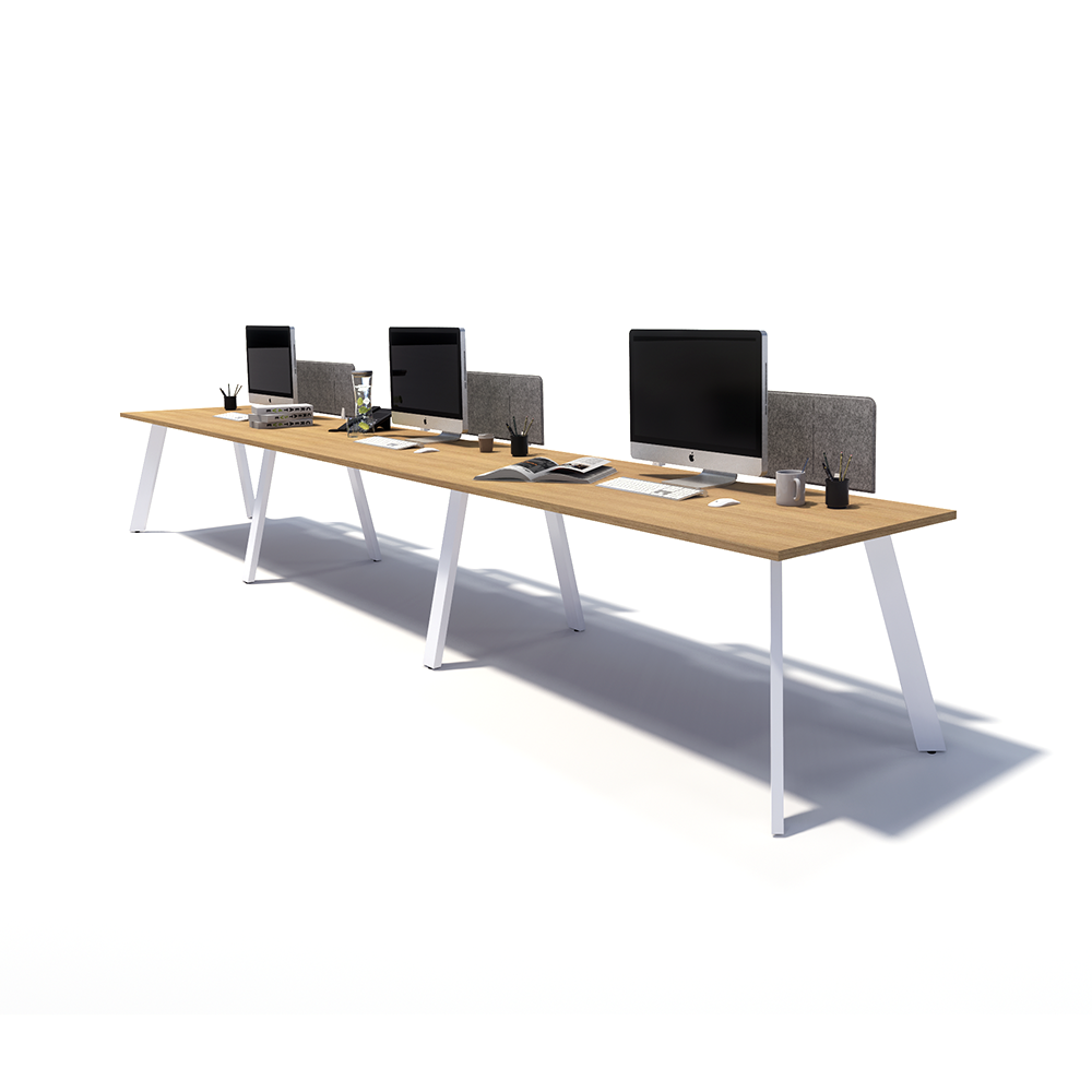 Gen X 3 Person Side by Side White Frame Workstation