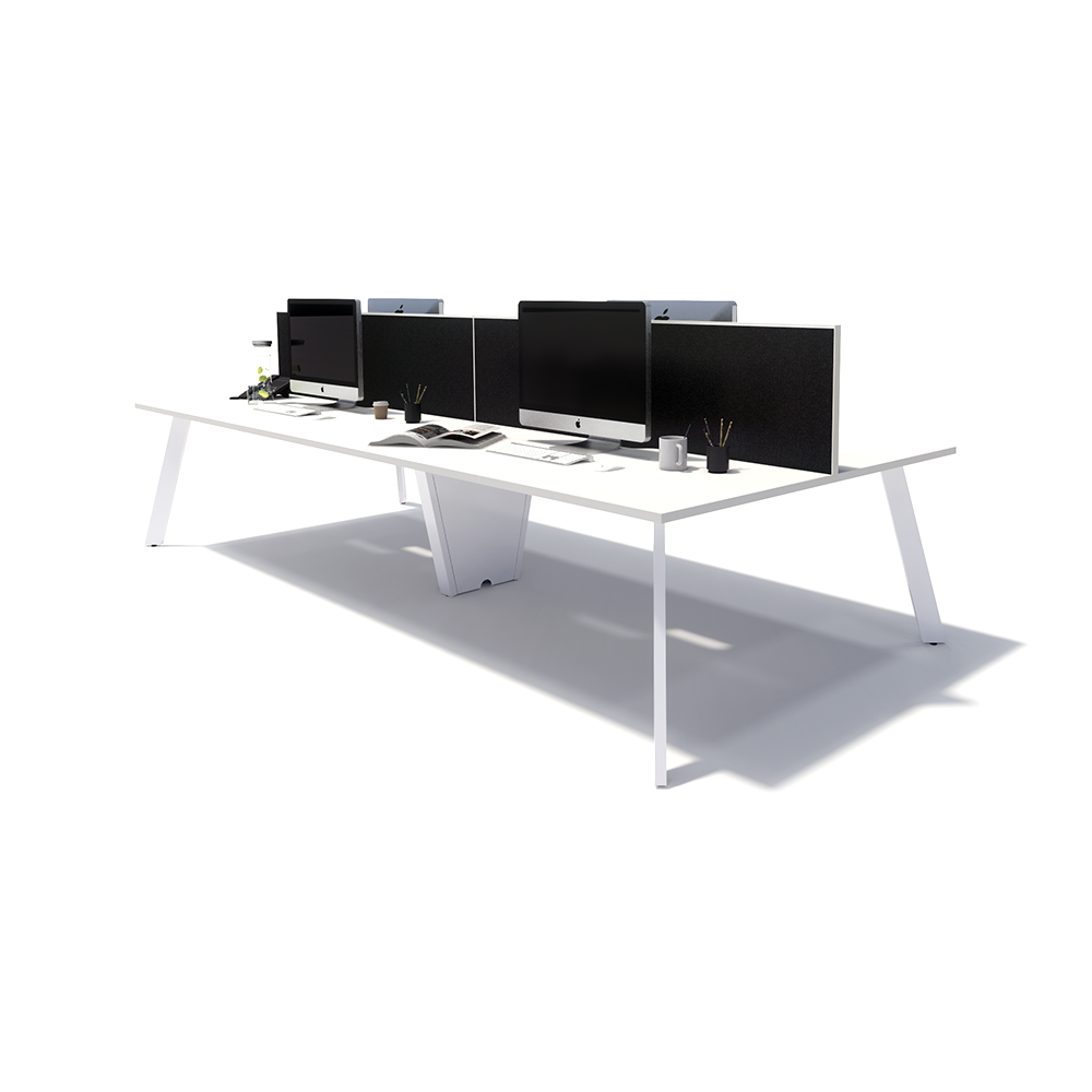 Gen X 4 Person Back to Back White Frame Workstation