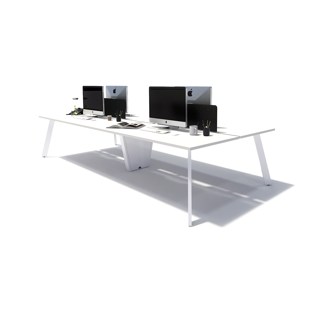 Gen X 4 Person Back to Back White Frame Workstation