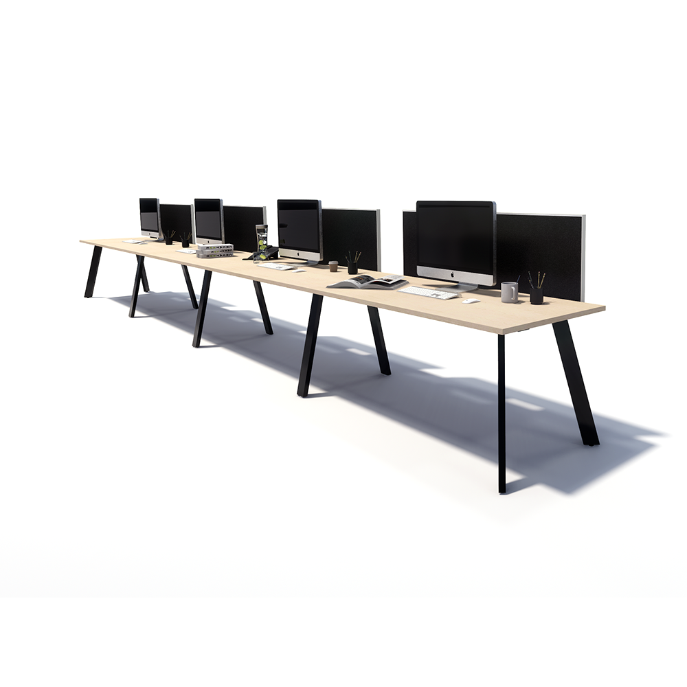 Gen X 4 Person Side by Side Black Frame Workstation