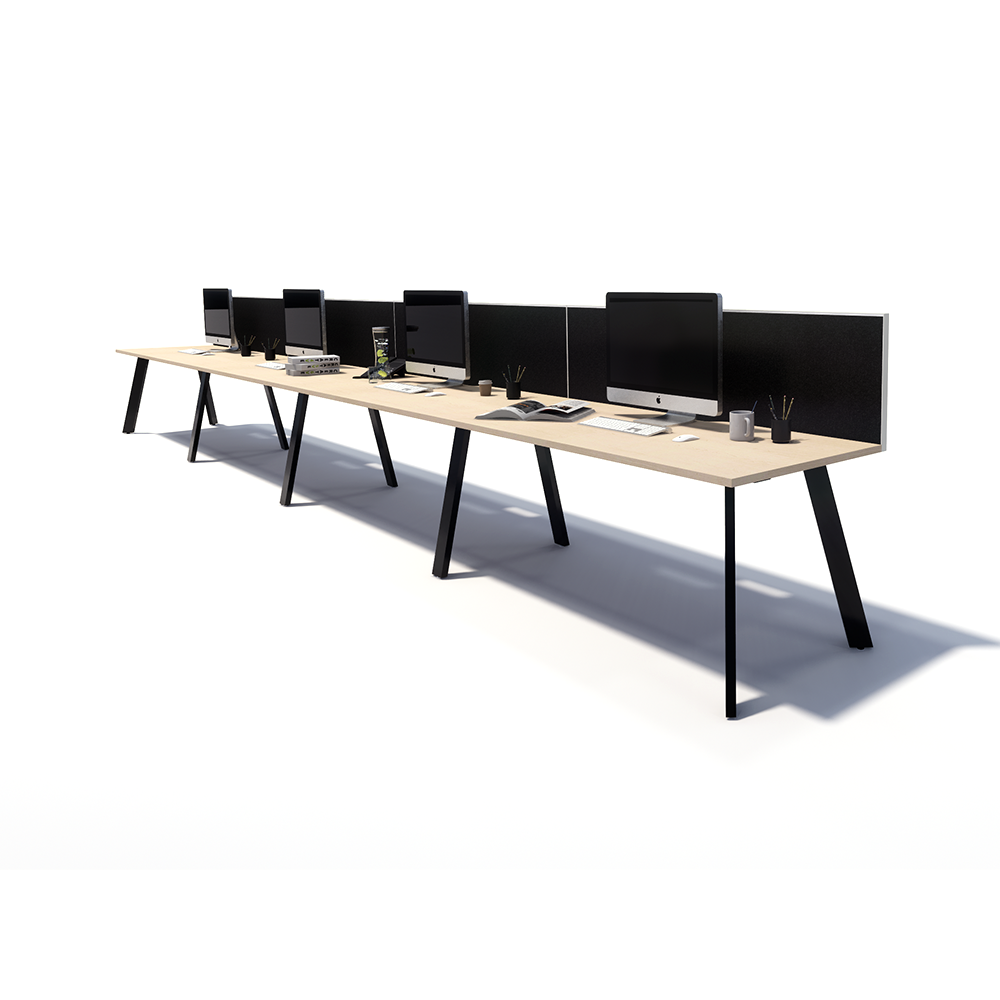 Gen X 4 Person Side by Side Black Frame Workstation
