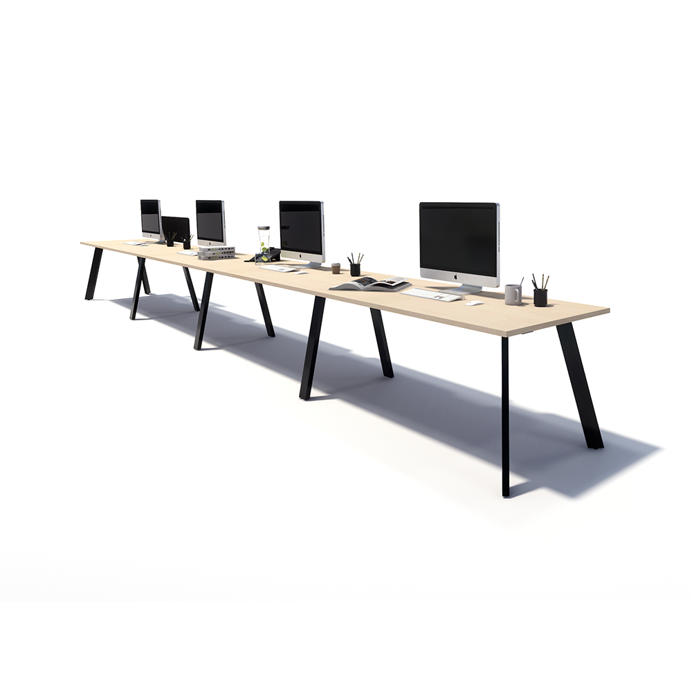 Gen X 4 Person Side by Side Black Frame Workstation
