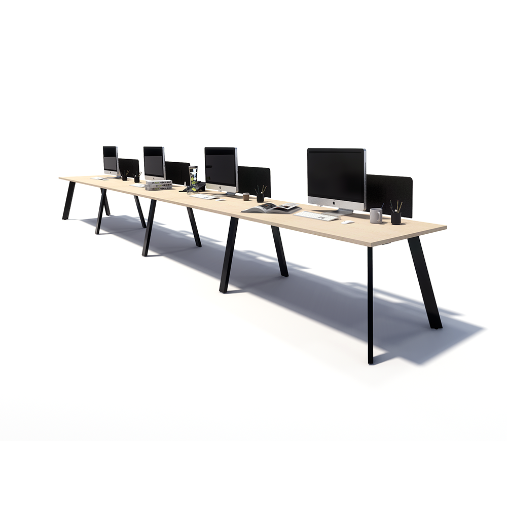 Gen X 4 Person Side by Side Black Frame Workstation