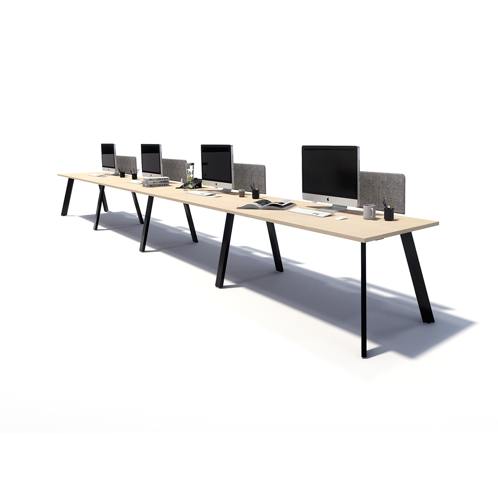 Gen X 4 Person Side by Side Black Frame Workstation