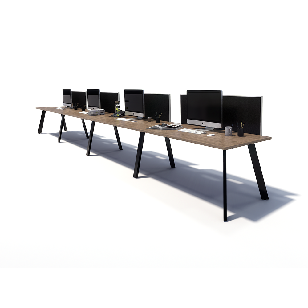 Gen X 4 Person Side by Side Black Frame Workstation