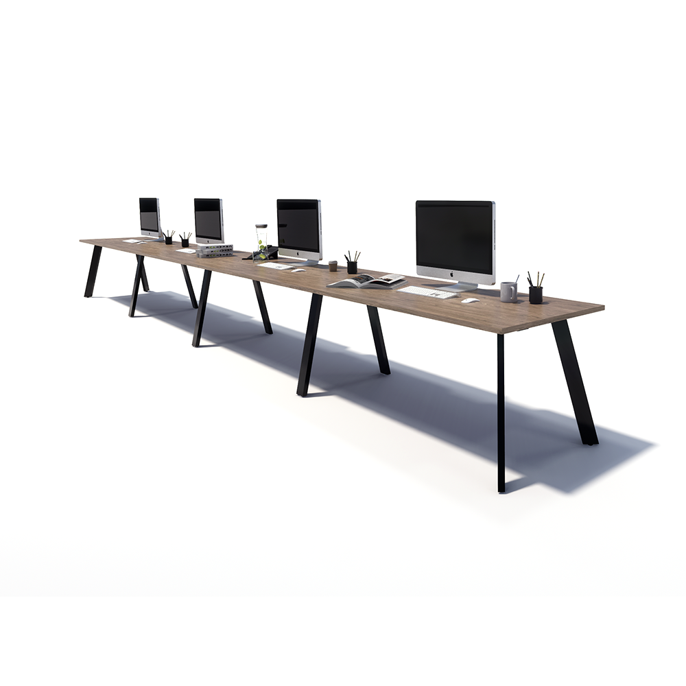 Gen X 4 Person Side by Side Black Frame Workstation