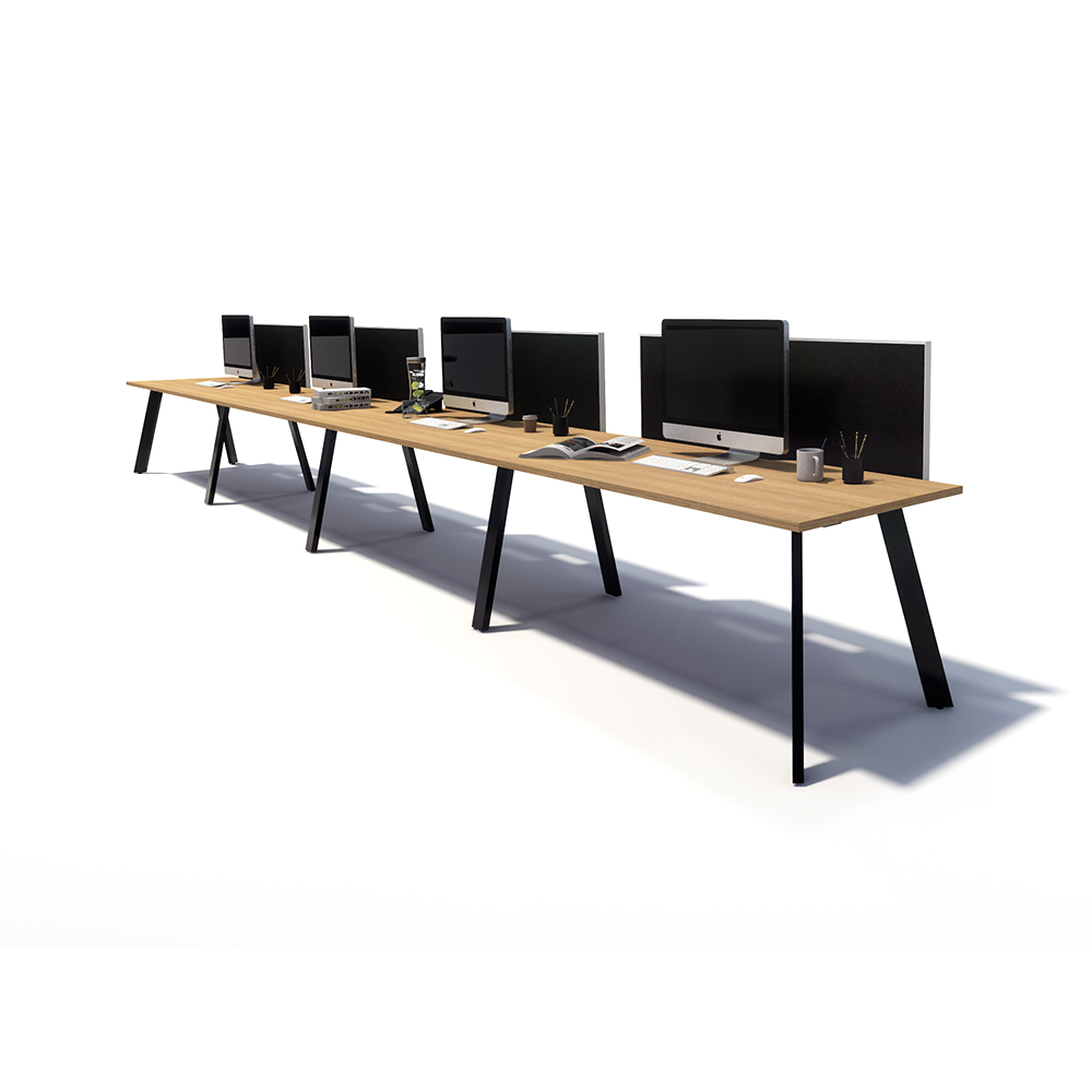 Gen X 4 Person Side by Side Black Frame Workstation