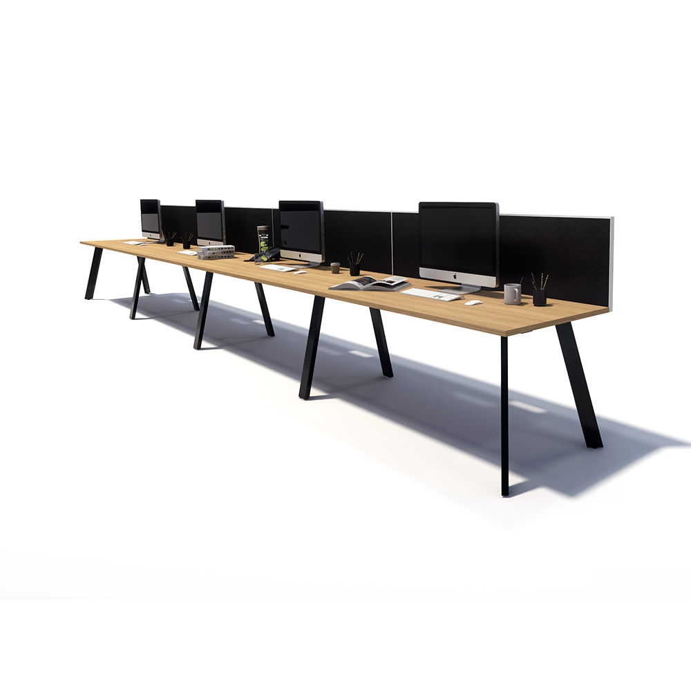 Gen X 4 Person Side by Side Black Frame Workstation
