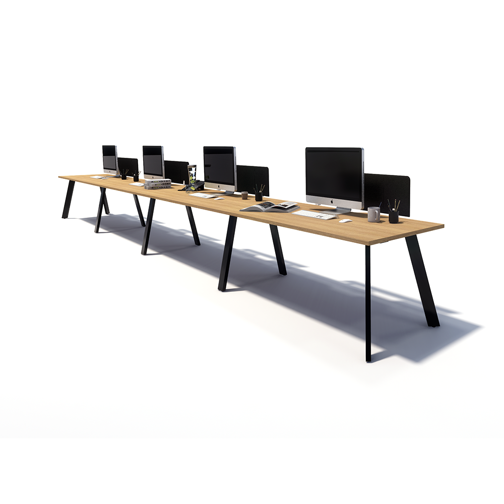 Gen X 4 Person Side by Side Black Frame Workstation