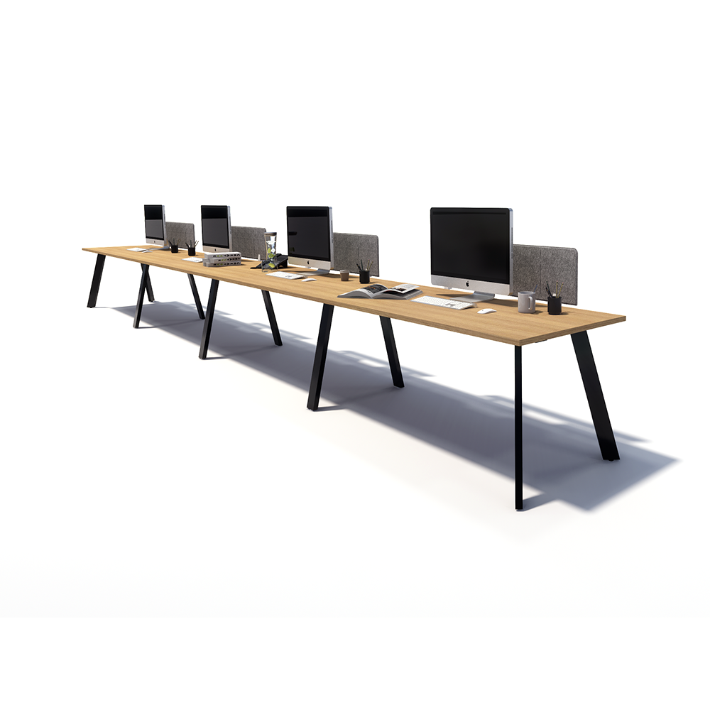 Gen X 4 Person Side by Side Black Frame Workstation