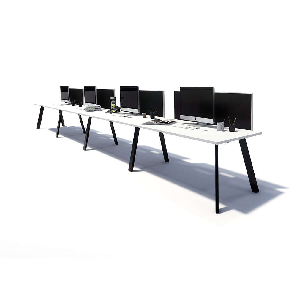 Gen X 4 Person Side by Side Black Frame Workstation