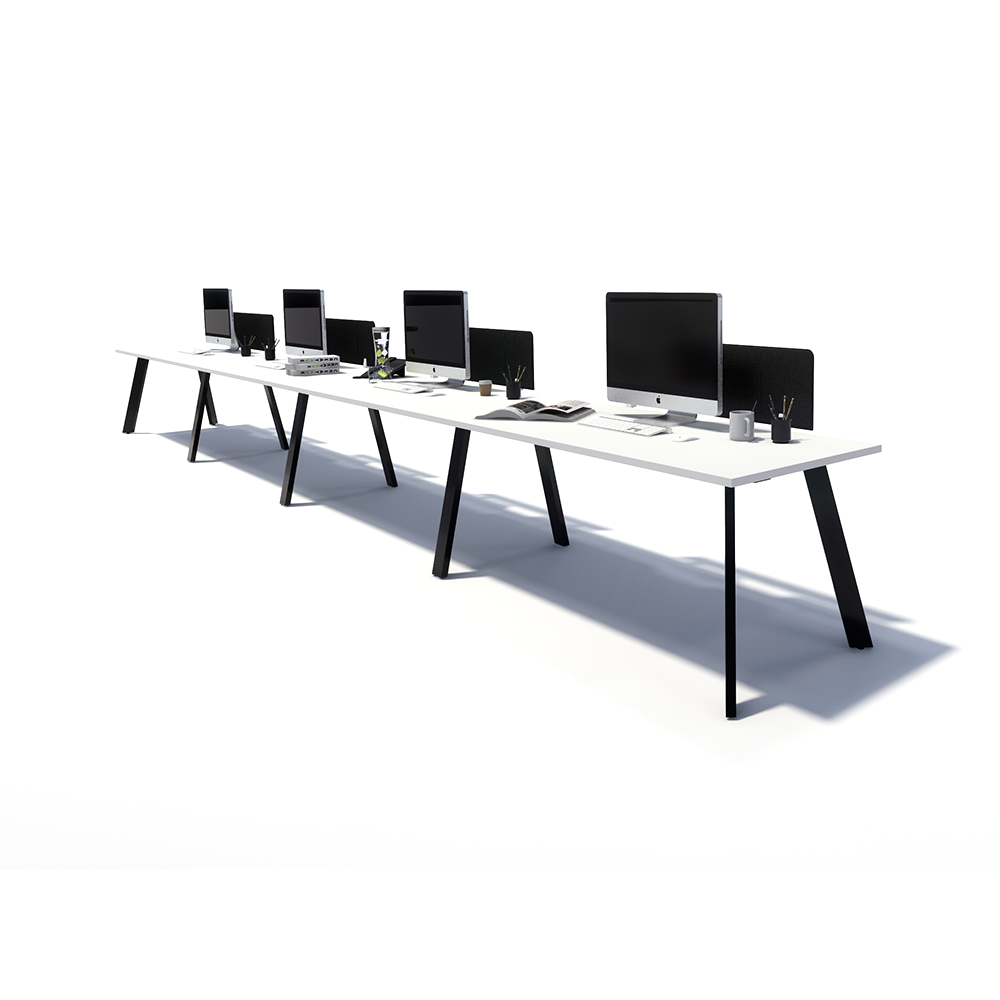 Gen X 4 Person Side by Side Black Frame Workstation