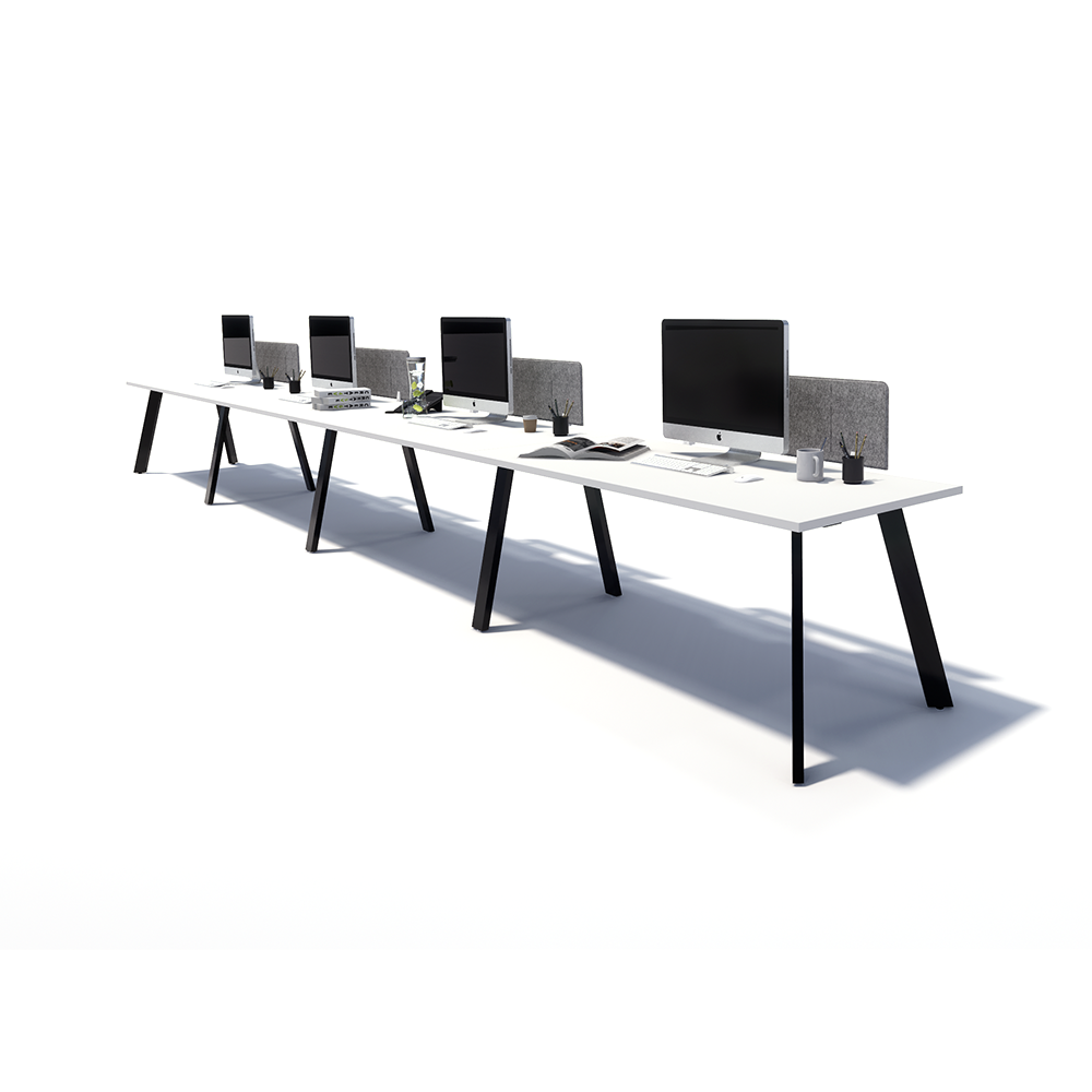 Gen X 4 Person Side by Side Black Frame Workstation