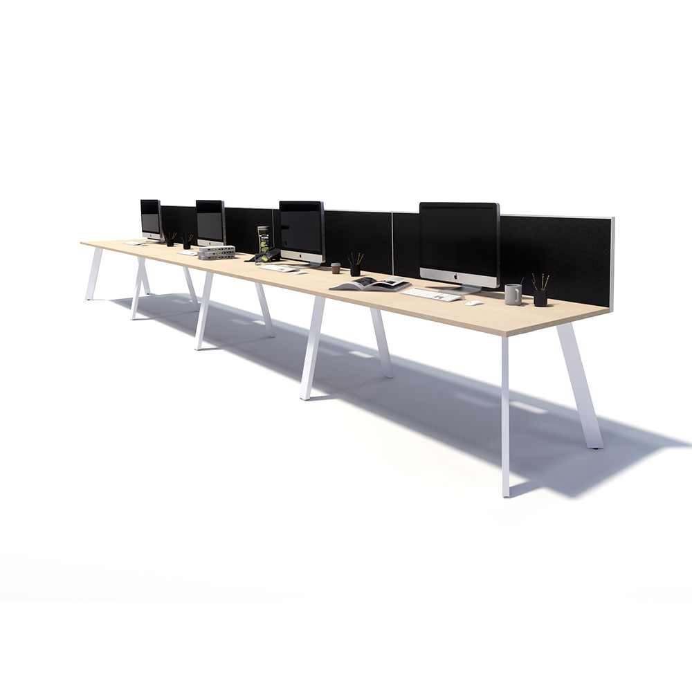 Gen X 4 Person Side by Side White Frame Workstation