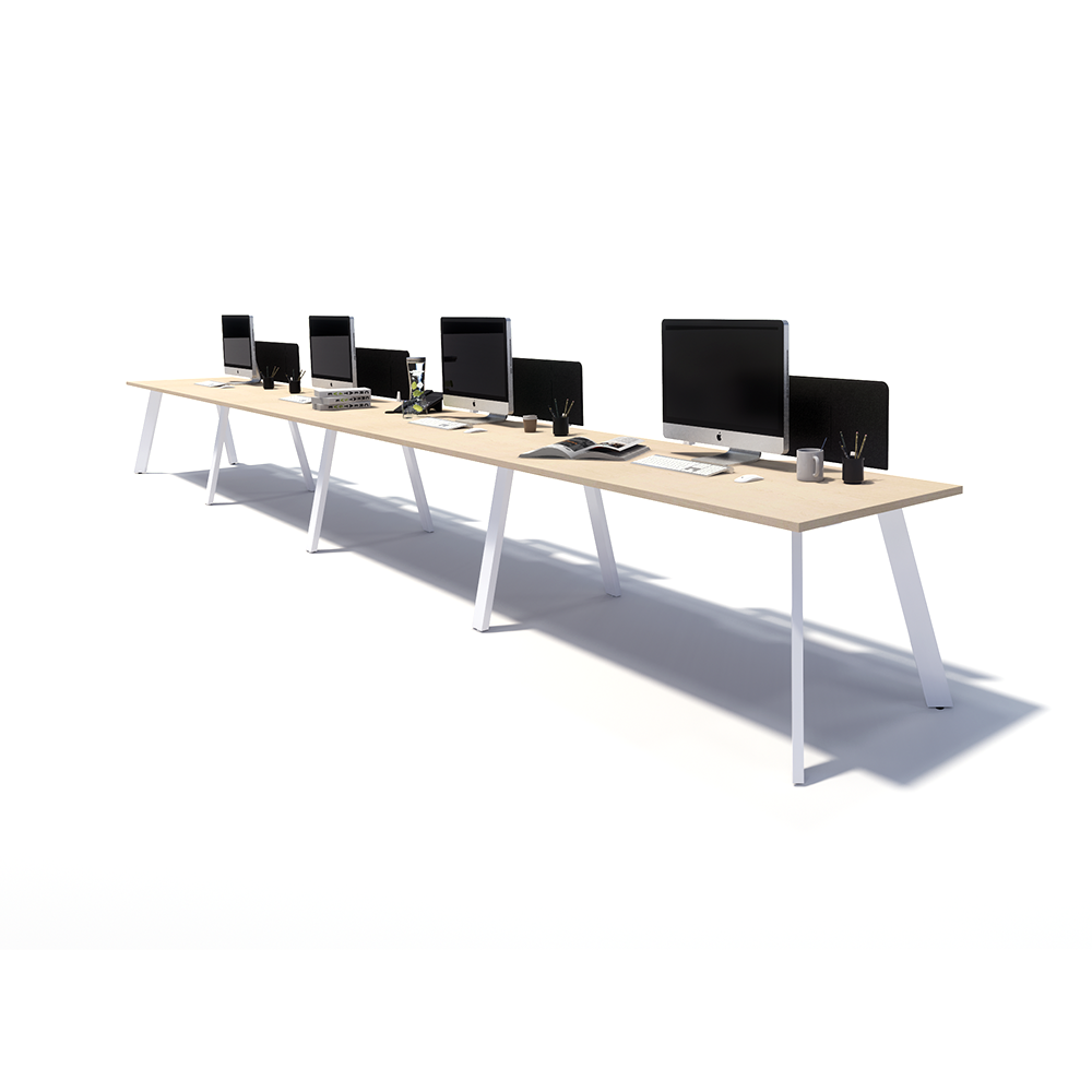 Gen X 4 Person Side by Side White Frame Workstation
