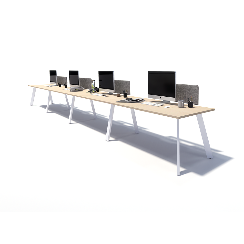 Gen X 4 Person Side by Side White Frame Workstation