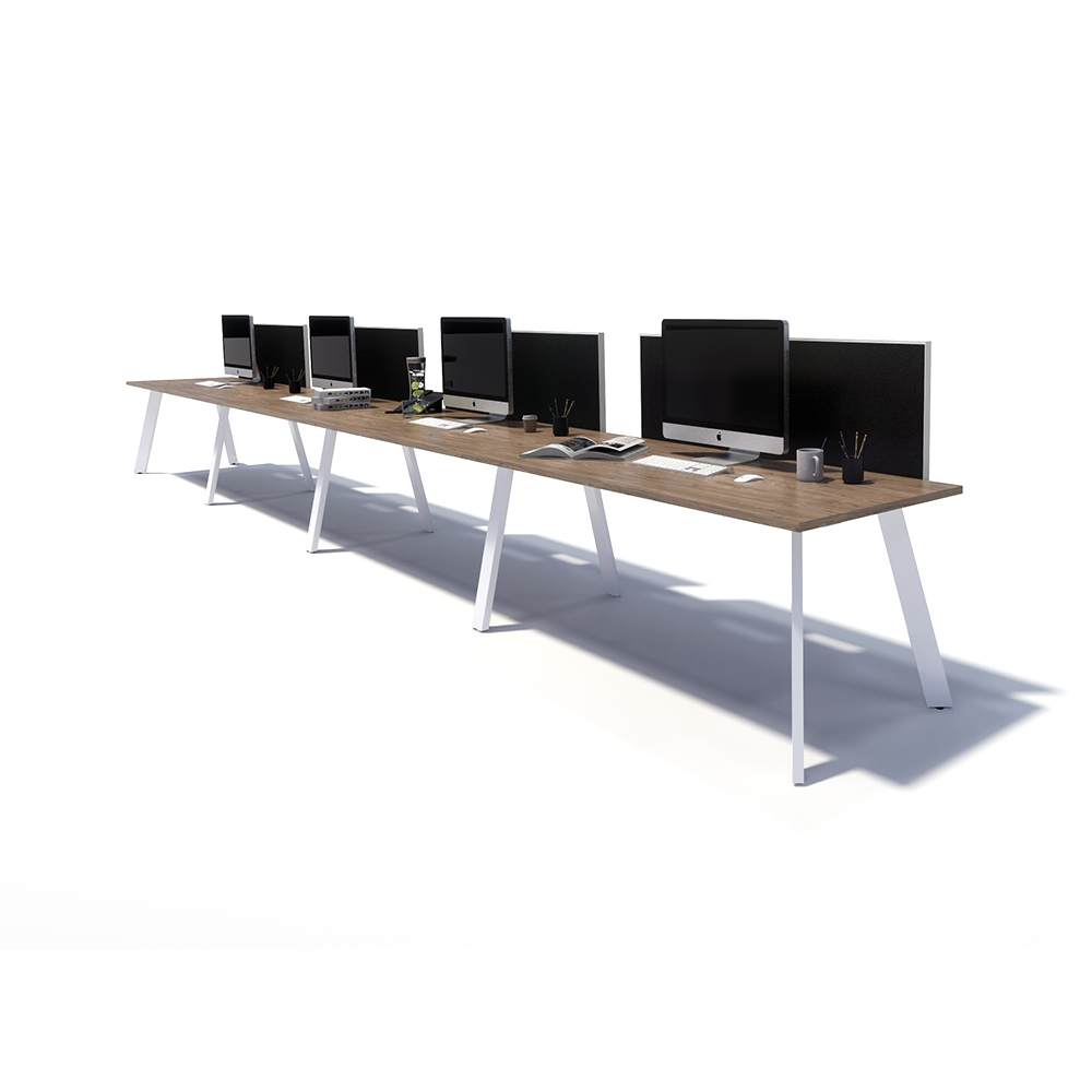 Gen X 4 Person Side by Side White Frame Workstation