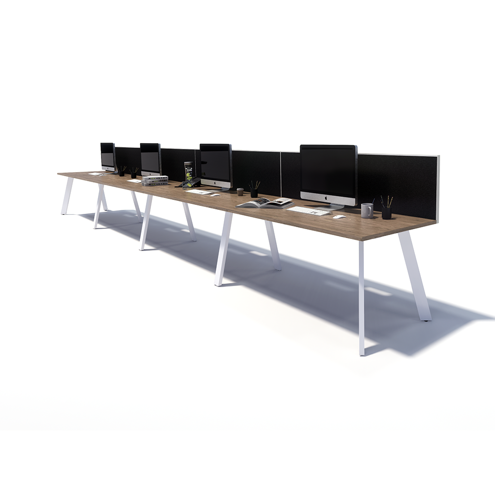 Gen X 4 Person Side by Side White Frame Workstation