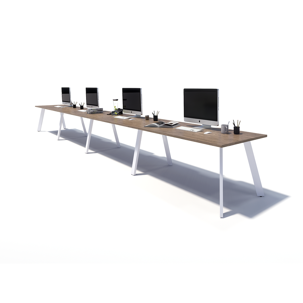 Gen X 4 Person Side by Side White Frame Workstation