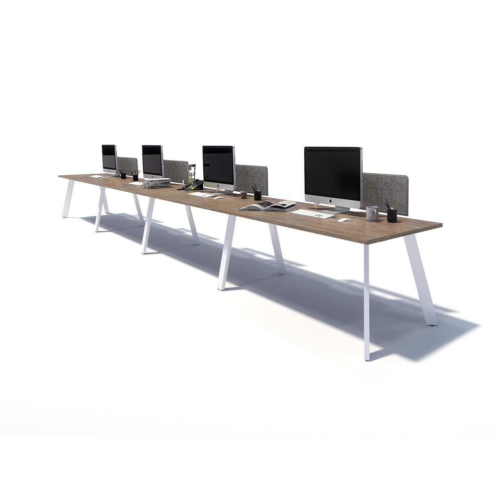 Gen X 4 Person Side by Side White Frame Workstation