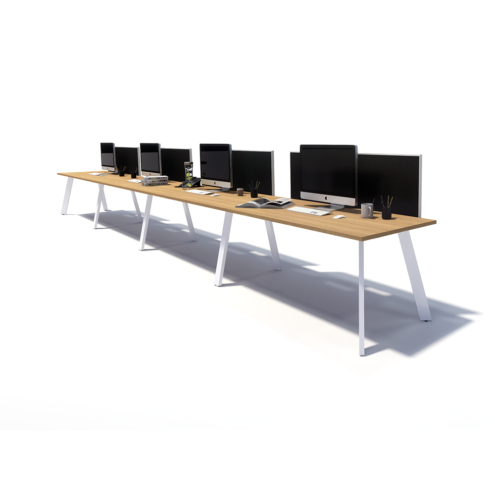 Gen X 4 Person Side by Side White Frame Workstation