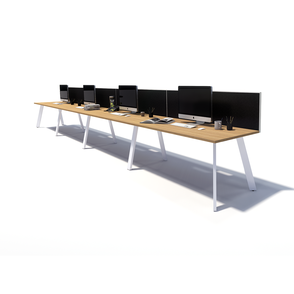 Gen X 4 Person Side by Side White Frame Workstation