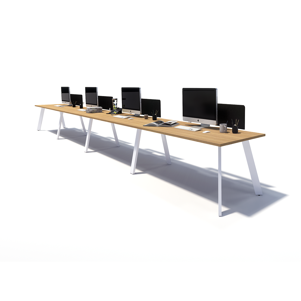 Gen X 4 Person Side by Side White Frame Workstation