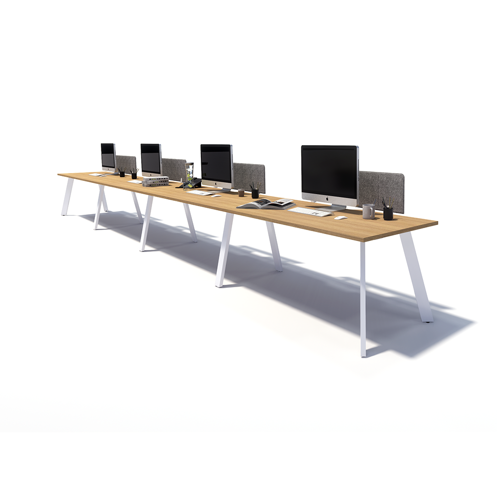 Gen X 4 Person Side by Side White Frame Workstation