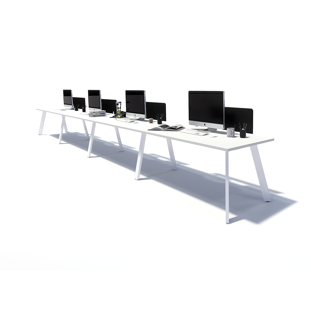 Gen X 4 Person Side by Side White Frame Workstation